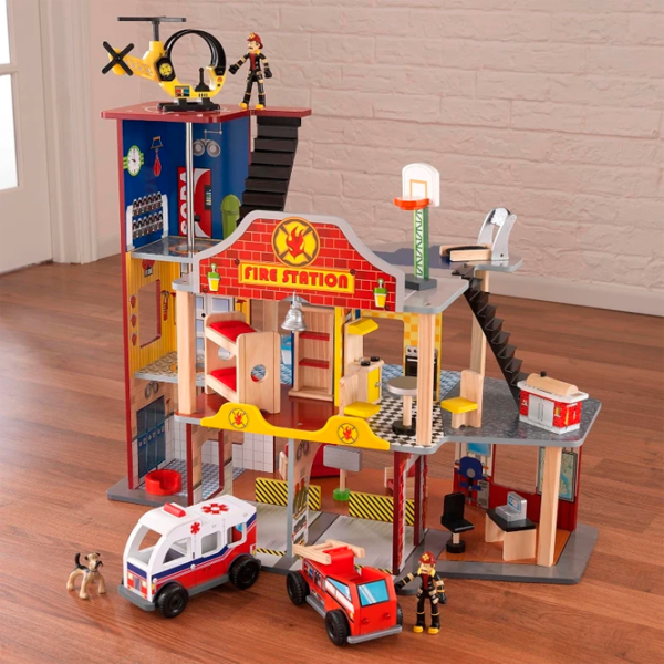 Set jucării KidKraft Station Deluxe Fire Station 63214-MSN 3+ / Multicolor Red photo 2