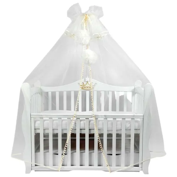 Baldachin pentru pătuț PernaMea Premium Pompom Ivory / Poliester photo 1