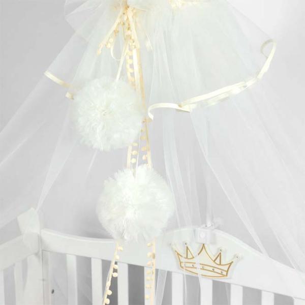 Baldachin pentru pătuț PernaMea Premium Pompom Ivory / Poliester photo 2