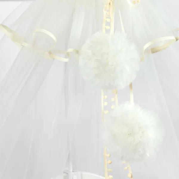 Baldachin pentru pătuț PernaMea Premium Pompom Ivory / Poliester photo 5