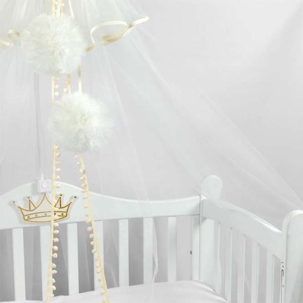 Baldachin pentru pătuț PernaMea Premium Pompom Ivory / Poliester photo 6