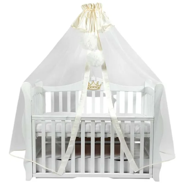 Baldachin pentru pătuț PernaMea Premium Pompom Ivory / Poliester photo 1