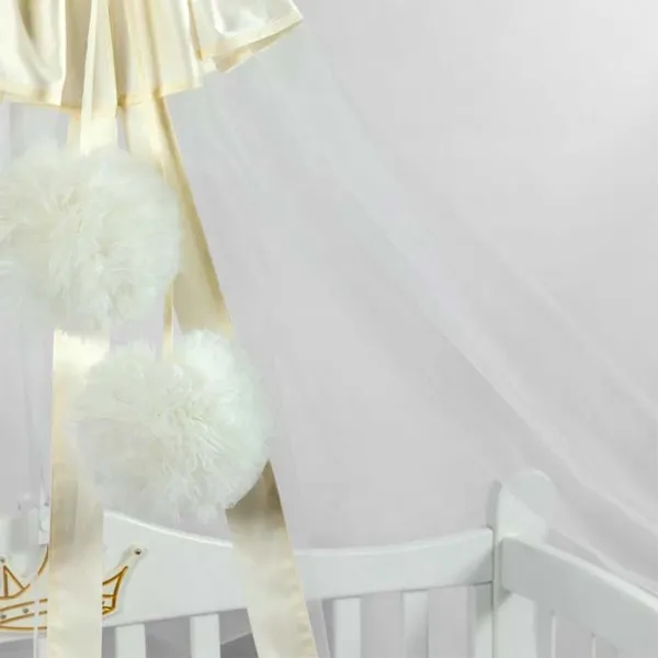 Baldachin pentru pătuț PernaMea Premium Pompom Ivory / Poliester photo 2