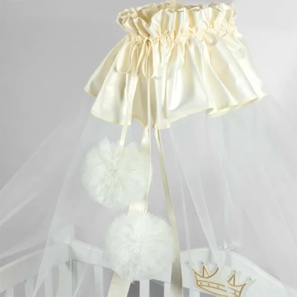 Baldachin pentru pătuț PernaMea Premium Pompom Ivory / Poliester photo 3