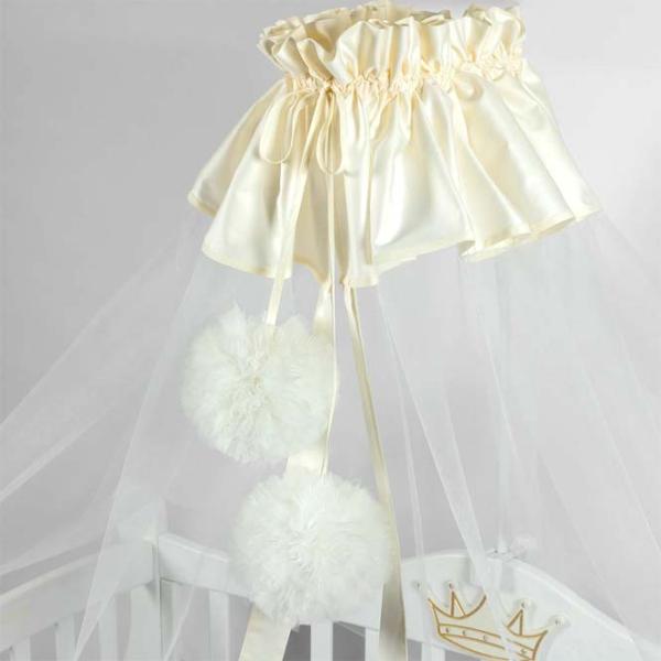 Baldachin pentru pătuț PernaMea Premium Pompom Ivory / Poliester photo 3