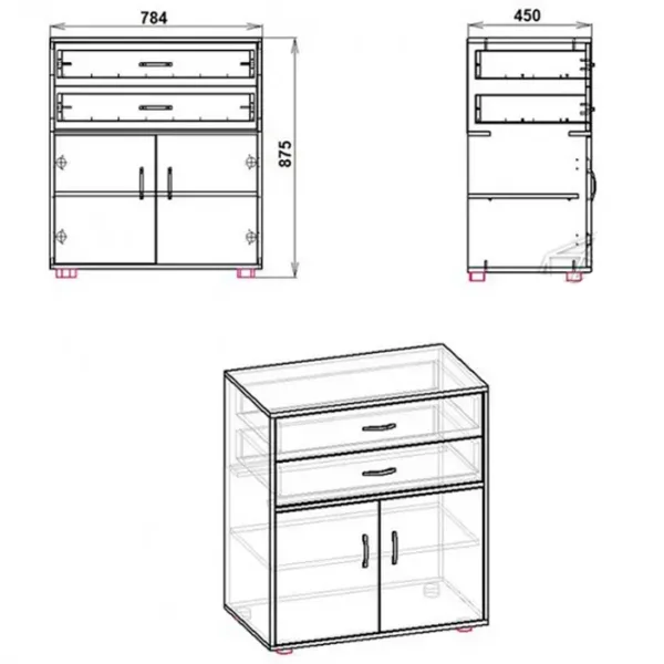 Комод KompaniT 2+2 87.5 x 78.4 x 45см / ДСП / Ателье Светлый photo 2