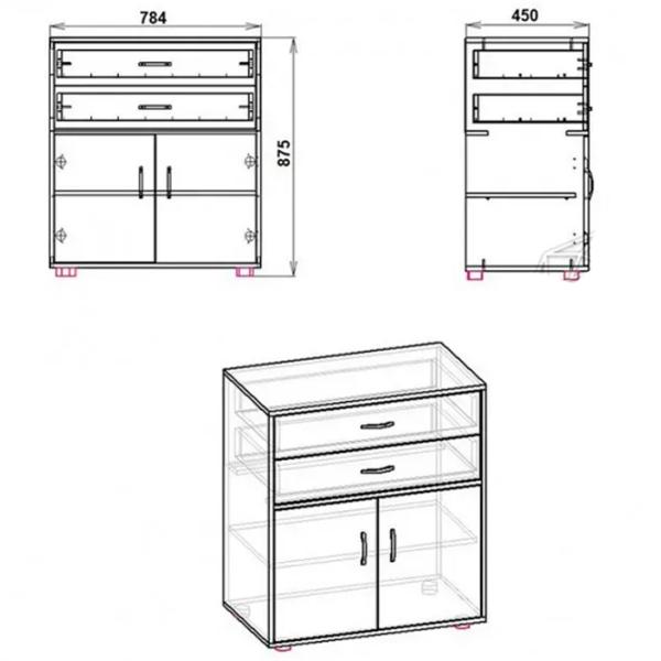 Комод KompaniT 2+2 87.5 x 78.4 x 45см / ДСП / Ателье Светлый photo 2