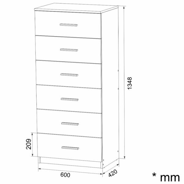 Комод KompaniT 6 134.8 x 60 x 42см / ДСП / Нимфея Альба photo 2