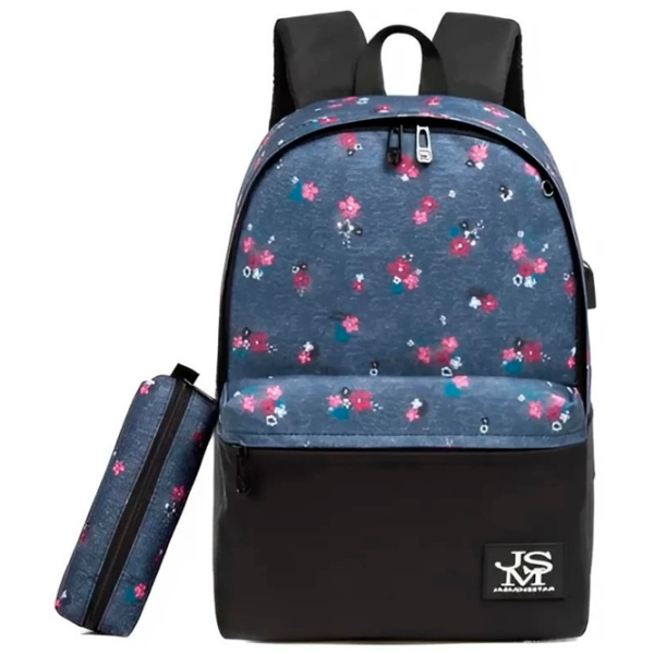 Ghiozdan pentru copii 4Play JMS  / Black Blue Flowers /  photo 2