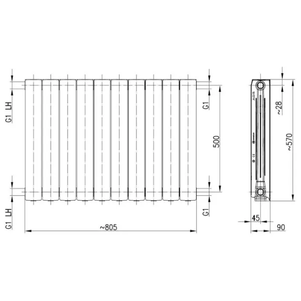 Radiator secțional KFA Armatura ADR 500/100 Aluminiu photo 4