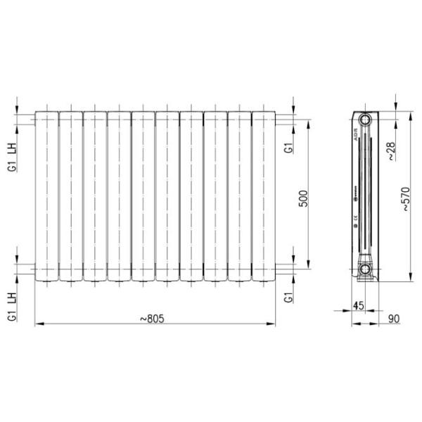 Radiator secțional KFA Armatura ADR 500/100 Aluminiu photo 4