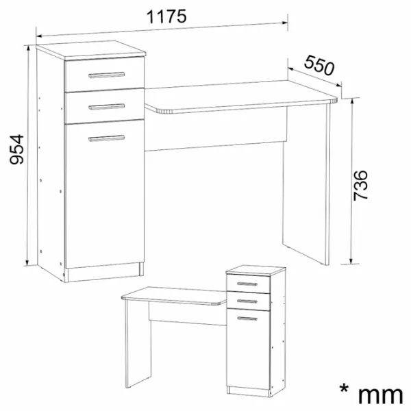 Офисный стол KompaniT Pee-Pee-3 ДСП/ Серый photo 2