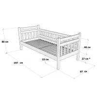 Кровать Mobicasa Grizzly 80 x 190 см / Дерево / Белый photo 4