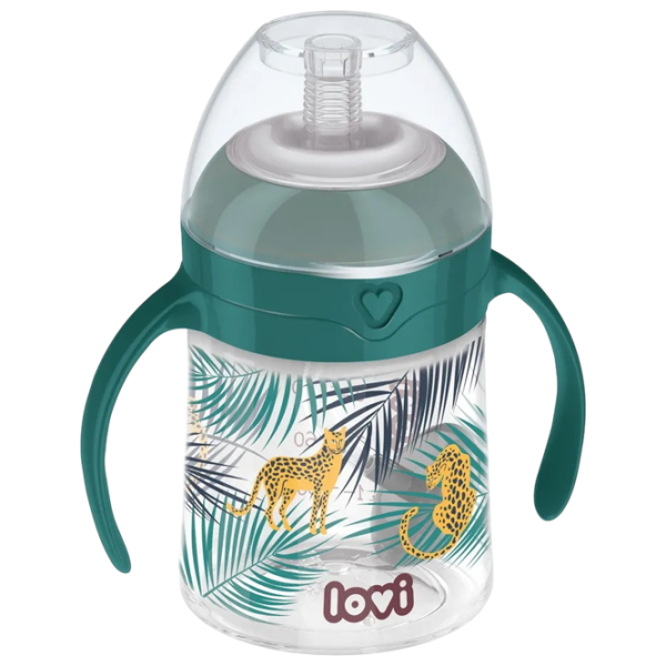 Sticluță cu pai Lovi Jungle Vibes 0.15l 6 luni / Silicon / Green photo 1