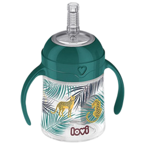 Sticluță cu pai Lovi Jungle Vibes 0.15l 6 luni / Silicon / Green photo 2
