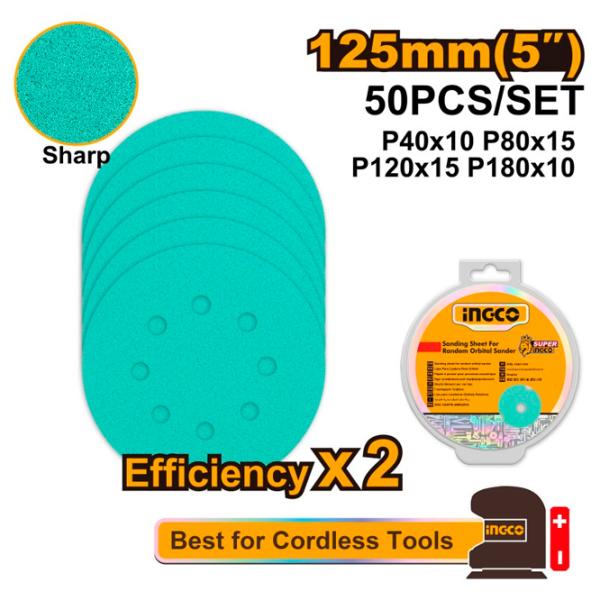 Hârtie abrazivă INGCO AKRS125050 pentru șlefuire photo 2