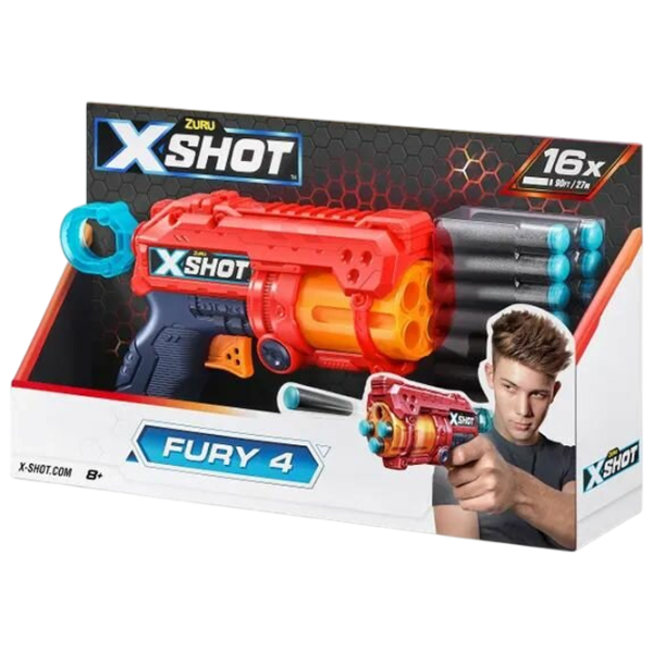 Blaster Zuru X-shot Fury 4 36377 8+ / Săgeți / Red photo 3 Blaster Zuru X-shot Fury 4 36377 8+ / Săgeți / Red photo 3