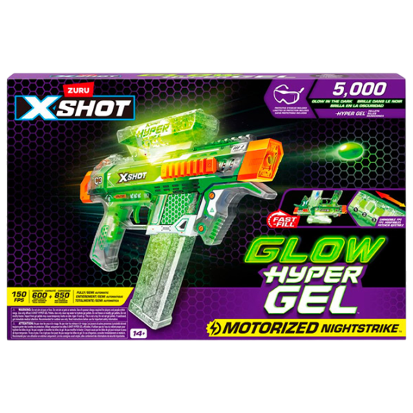 Бластер Zuru X-shot Glow Hyper Gel 36782 14+ / Гелевые шарики / Зеленый photo 3 Бластер Zuru X-shot Glow Hyper Gel 36782 14+ / Гелевые шарики / Зеленый photo 3