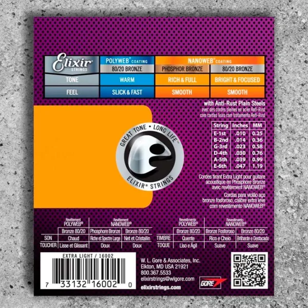 Струны Elixir Nanoweb  Фиолетовый / Бронза photo 2