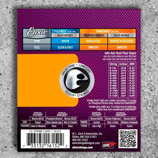 Струны Elixir Nanoweb  Фиолетовый / Бронза photo 2