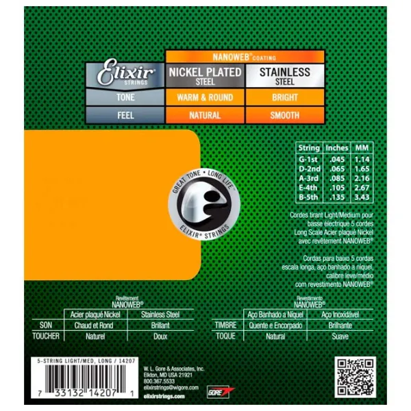 Струны Elixir Nanoweb  Зеленый / Никель photo 2