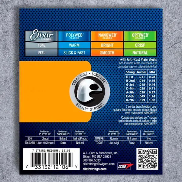 Струны Elixir Nanoweb  Синий / Никель photo 2