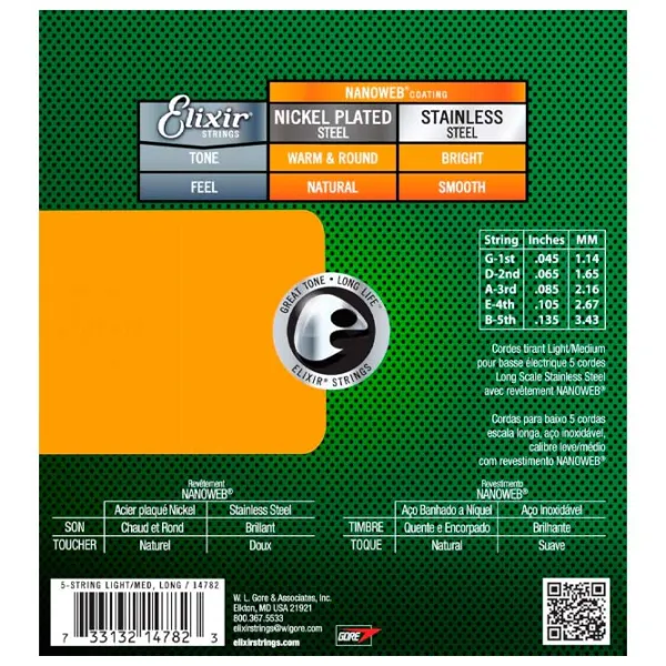 Струны Elixir Nanoweb  Зеленый / Cталь photo 2