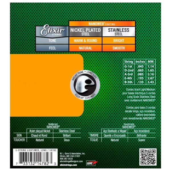Струны Elixir Nanoweb  Зеленый / Cталь photo 2