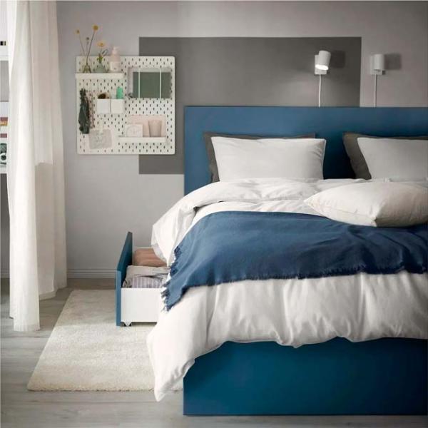 Кровать Ikea Malm Luroy 2 140 x 200 см / Шпон / Синий photo 6