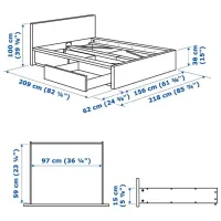 Кровать Ikea Malm Luroy 2 140 x 200 см / Шпон / Синий photo 13