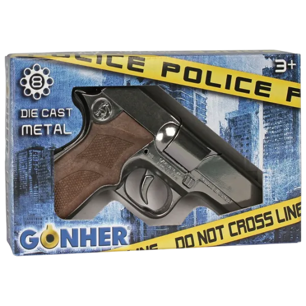 Pistol de jucărie Gonher Police 125/0 3+ / glonte / Silver photo 5 Pistol de jucărie Gonher Police 125/0 3+ / glonte / Silver photo 5