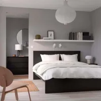 Кровать Ikea Malm/Luroy 140 x 200 см / Шпон / Черно-Коричневый photo 8