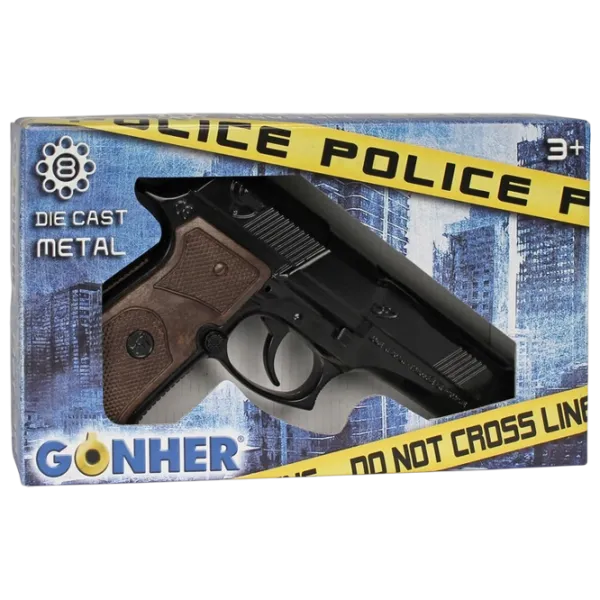 Pistol de jucărie Gonher Police 39/6 3+ / glonte / Black photo 5 Pistol de jucărie Gonher Police 39/6 3+ / glonte / Black photo 5