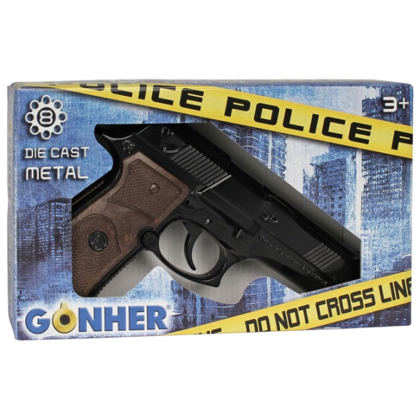 Pistol de jucărie Gonher Police 39/6 3+ / glonte / Black photo 5 Pistol de jucărie Gonher Police 39/6 3+ / glonte / Black photo 5