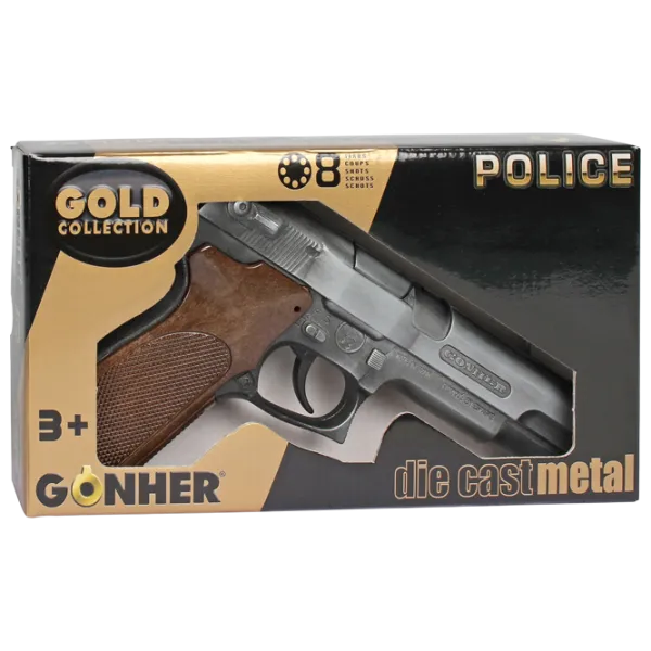 Pistol de jucărie Gonher Police 45/1 3+ / glonte / Silver photo 4 Pistol de jucărie Gonher Police 45/1 3+ / glonte / Silver photo 4