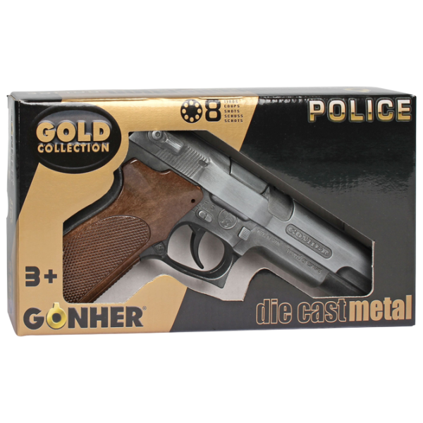 Pistol de jucărie Gonher Police 45/1 3+ / glonte / Silver photo 4 Pistol de jucărie Gonher Police 45/1 3+ / glonte / Silver photo 4