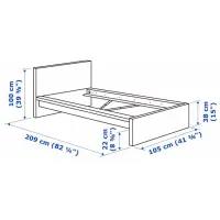 Кровать Ikea Malm/Valevag 90 x 200 см / Массив / Черно-Коричневый photo 10