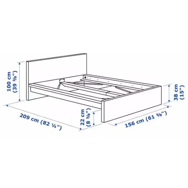 Кровать Ikea Malm/Valevag 140 x 200 см / Массив / Черно-Коричневый photo 10