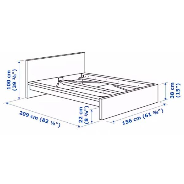 Кровать Ikea Malm/Valevag 140 x 200 см / Массив / Черно-Коричневый photo 10