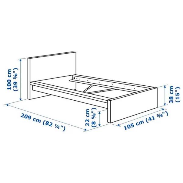 Кровать Ikea Malm/Vesteroy 90 x 200 см / Массив / Черно-Коричневый photo 10