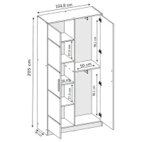 Dulap Prime Furniture Eden 3 SZ2DE 104.8 x 39 x 205 / PAL / Alb photo 4