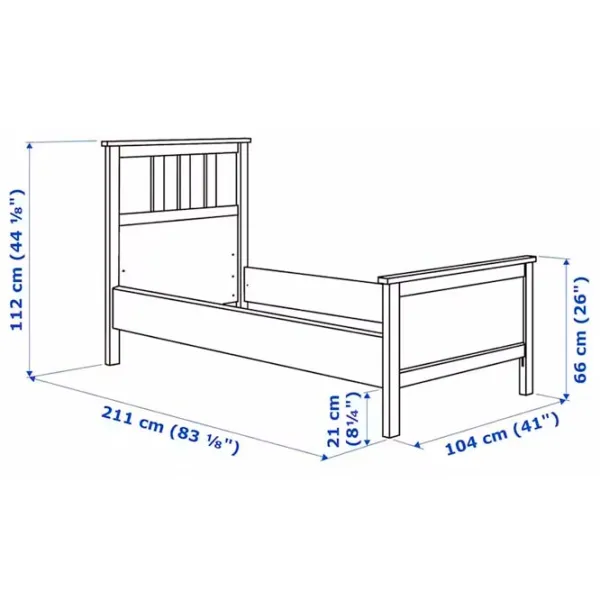 Кровать Ikea Hemnes/Akrehamn 90 x 200 см / Массив / Белый photo 13