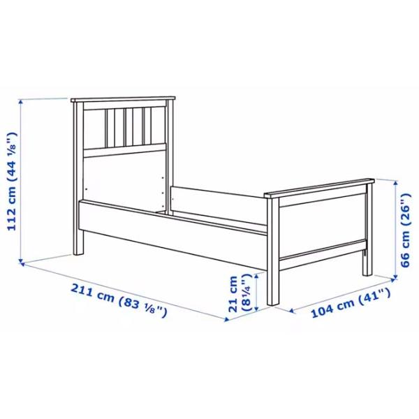 Кровать Ikea Hemnes/Akrehamn 90 x 200 см / Массив / Белый photo 13