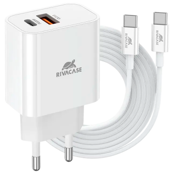 Сетевое зарядное устройство RivaCase PS4102 WD4 3 A / Белый photo 1