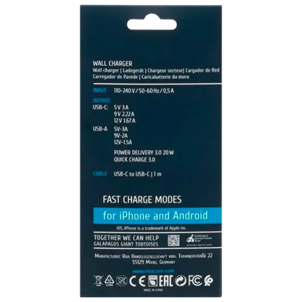 Сетевое зарядное устройство RivaCase PS4102 WD4 3 A / Белый photo 6