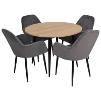 Set masă și scaune Evelin DT 402-2B + 4 LC-621B Rotundă / PAL / Dark Gray