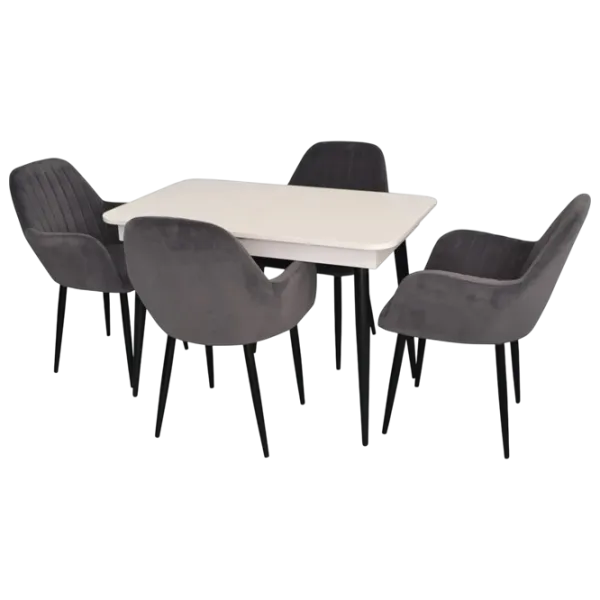 Set masă și scaune Evelin DT 432-1R B + 4 LC-621B Dreptunghiulară / PAL / Dark Gray photo 1