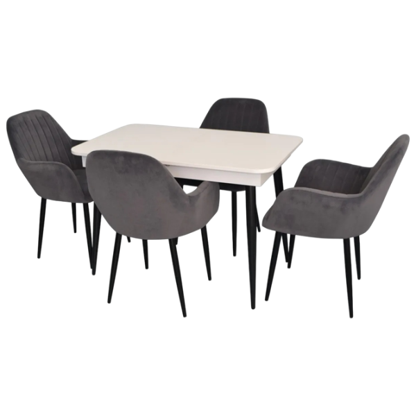 Set masă și scaune Evelin DT 432-1R B + 4 LC-621B Dreptunghiulară / PAL / Dark Gray photo 1