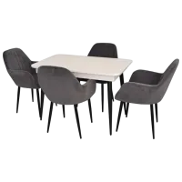 Set masă și scaune Evelin DT 432-1R B + 4 LC-621B Dreptunghiulară / PAL / Dark Gray