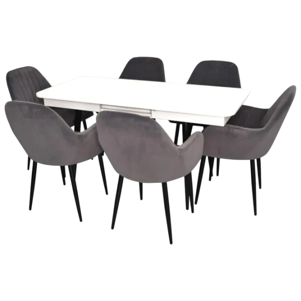 Set masă și scaune Evelin DT 432-1R B + 6 LC-621B Dreptunghiulară / PAL / Dark Gray photo 1